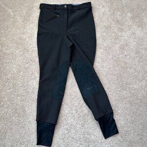 TuffRider Breeches Womens 30 Black Ribb Knee Patch Equestrian Riding Horseback